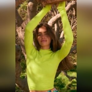 NWOT Free People Good Karma Hi-Neck Layer Long Sleeve Top - Margarita